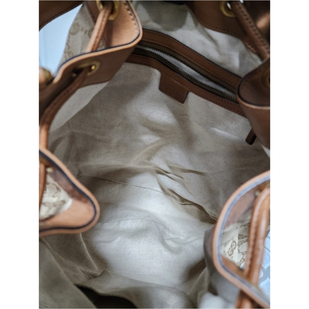 Gucci GG Canvas Web Rania Bucket Bag Brown/Beige - Picture 15 of 15
